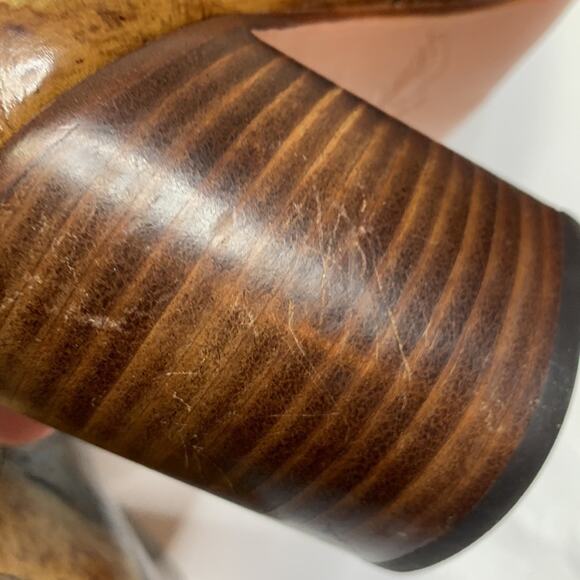 Patricia Nash Anita Block Heel Leather Pumps Bark Leaves Brown Shoes S-106 Sz 6 - Picture 7 of 10